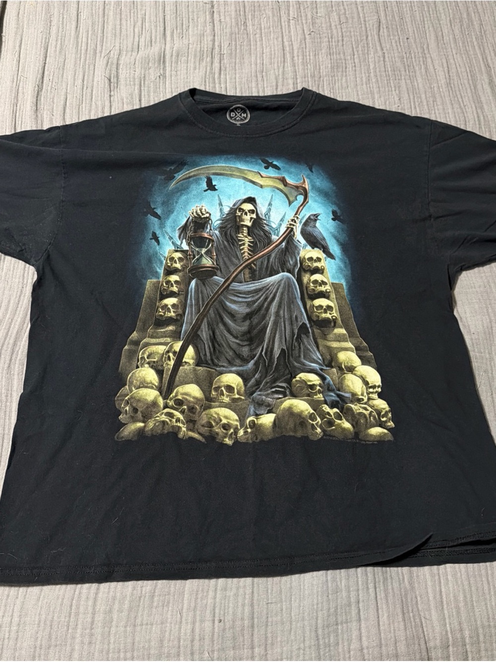 DOM Black Graphic Reaper Skulls Short-Sleeve Tee Shirt Size XL